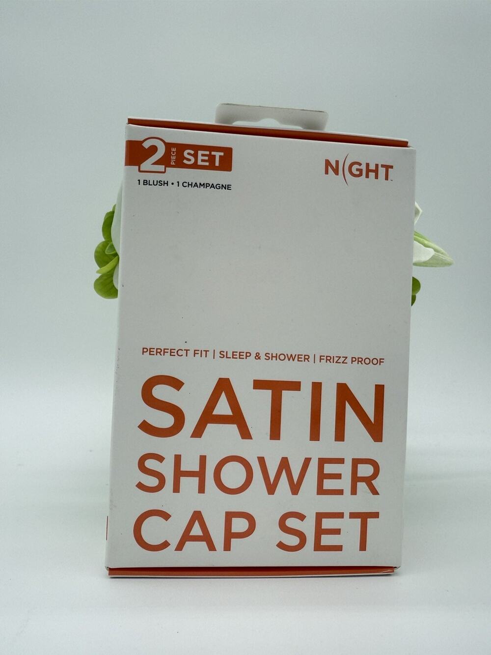 Satin Shower Cap in Champagne & Blush Frizz Steam Proof Perfect Fit Set of 2